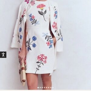 Boden White Dress with Floral Embroidery